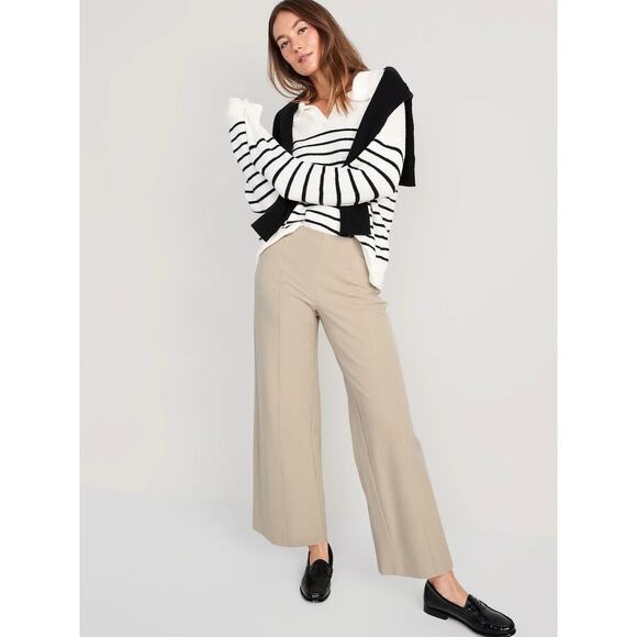 Old Navy High Rise Pull On Pixie Wide Leg Pants Mocha Taffy Career Womens XXL - Picture 1 of 8